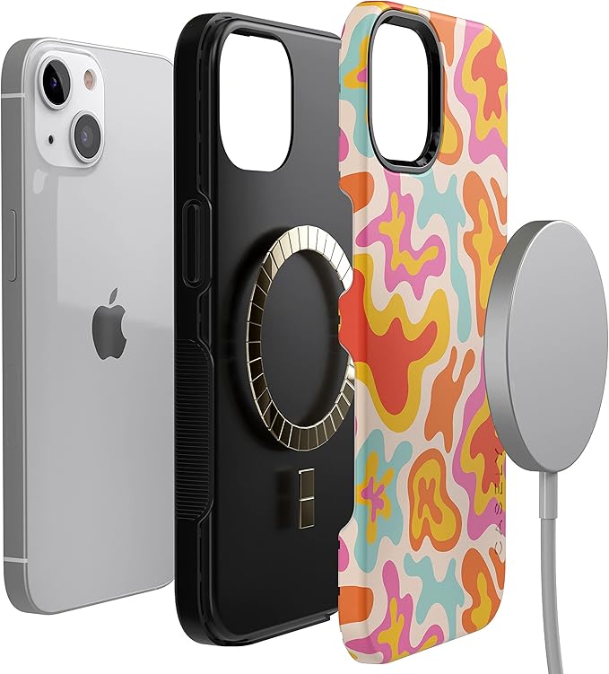 Casely iPhone 14 Case | Tropical Color Splash | Abstract Retro Girly | Compatible with MagSafe | Bold Protective Design