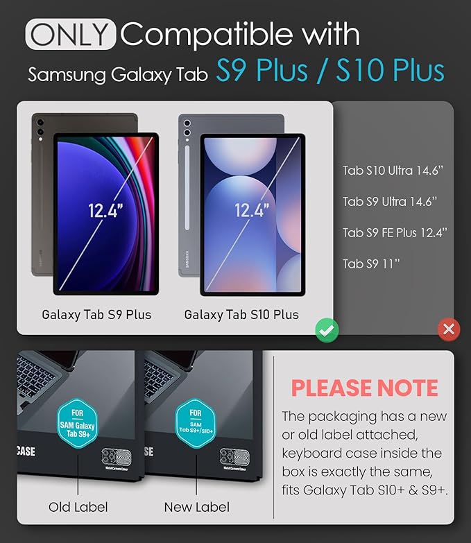 Nillkin for Samsung Galaxy Tab S9+ Plus Detachable Keyboard Case with 7 Backlit, Kickstand, Trackpad, S Pen Holder, for Samsung Tablet S10 Plus Keyboard (for Galaxy Tab S9 Plus - 12.4 inch)