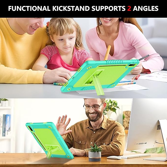 for Lenovo Tab P12 Case,for Lenovo Tab P12 12.7 Inch Tablet Case,Heavy Duty Kids Shockproof with Kickstand Shoulder Strap Cover for Lenovo Tab P12 2023/2024/Xiaoxin Pad Pro (Mint Green)