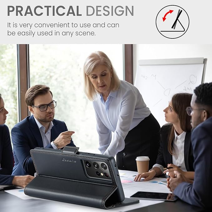 Case for Samsung Galaxy S21 Ultra Wallet Case, RFID Blocking PU Leather Flip Folio Cover Card Holder Kickstand Shockproof Phone Case Compatible with Samsung Galaxy S21 Ultra, Black