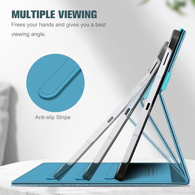 Fintie Case for Samsung Galaxy Tab S10 Lite/ S10 FE/ S9 FE 5G 10.9 Inch/Tab S9 11 Inch with S Pen Holder, Multi-Angle Viewing Protective Cover with Pocket, Auto Sleep/Wake, Glittering Blue