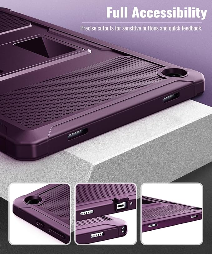 MoKo Case Fit Galaxy Tab A9 Plus 11-Inch 2023 (SM-X210/X216/X218), Shockproof Full Body Rugged Stand Back Cover Built-in Screen Protector Fit Galaxy Tab A9+ 11" 2023, Dark Purple