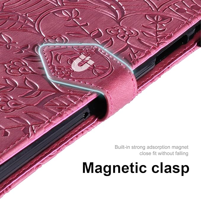 Vine Funda para for Samsung Galaxy Tab A 10.1 2019 SM-T510 T515, Soft Touch Premium Faux Leather Made with Card Slots, Water-Proof Precise Cutouts Compatible with Samsung Tab A 2019 Case Case Pink