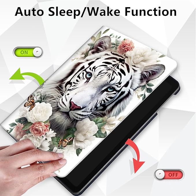 Case for Lenovo Tab P11 Plus Case 2021 (TB-J616F / J616X), 360 Degree Rotating Folding Stand,with Auto Sleep/Wake Case for Lenovo Tab P11 11” 2020 (TB-J606F TB-J606X),White Tiger/Butterfly