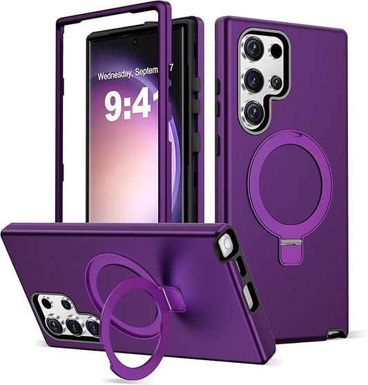 Designed for Samsung Galaxy S23 Ultra Case with Magnetic Ring Stand [Compatible with Mag-Safe][Military Grade Drop Protection][Build in Kickstand] Shockproof S23 Ultra Phone Case 6.8",Purple