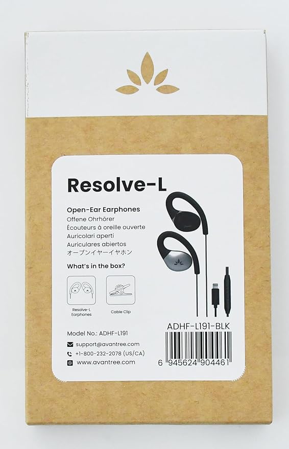Avantree Resolve (Small-Medium) – Wired Open-Ear Earbuds w/Mic & Over-Ear Hook, for Women, Kids & Young Men w/Small Ears, Ideal for Office, Outdoor & Home, Lightning Connector