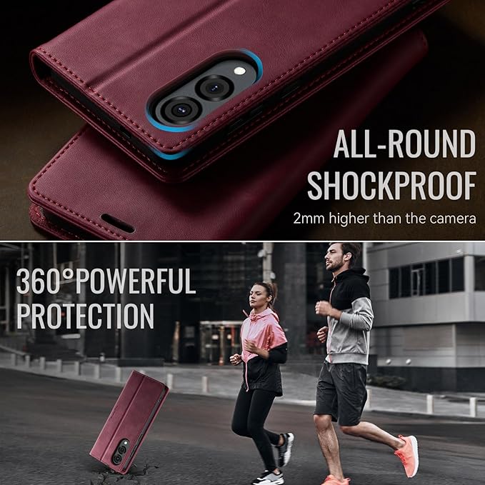 Wallet Case for Samsung Galaxy S25 Edge Leather Wallet Flip Cover with Card Holder, Kickstand, Magnetic Closure, RFID Blocking TPU Shockproof Phone Case Compatible with S25 Edge, Red