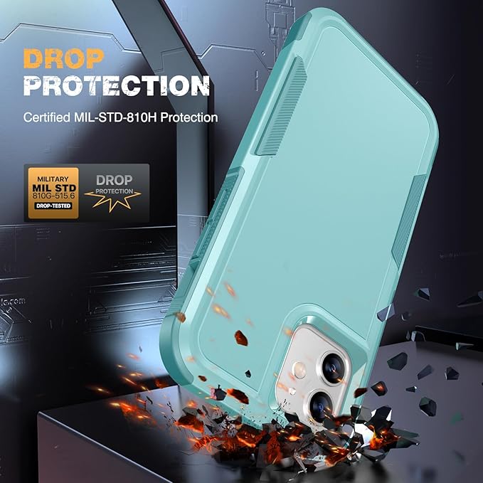 Diaclara Designed for iPhone 12 Case/iPhone 12 Pro Case, [with Privacy Screen Protector] [Anti Spy] [Military Grade Drop Protection] Heavy Duty Full-Body Shockproof Phone Case, Mint Green