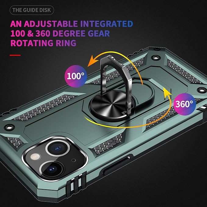 ADDIT Phone Case for iPhone 14 Plus Case,with Kickstand Ring,Adjustable Stand,Military Grade,Heavy Duty Protection,Shockproof,Anti-Fingerprint,Support Magnet Car Mount,Teal