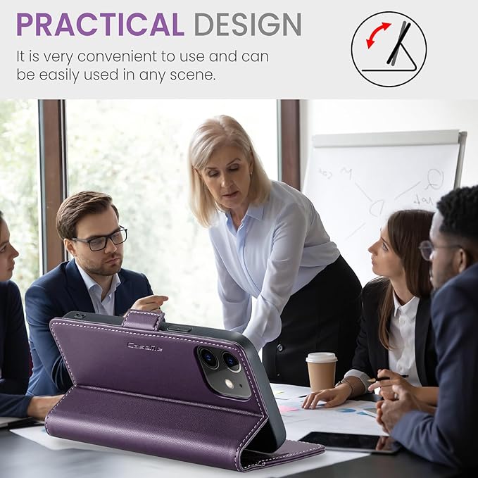 for iPhone 12/12 Pro Case, Premium PU Leather Wallet Case Flip Cover with [RFID Blocking][Card Holder][Stand Function] Shockproof Protective for iPhone 12 Pro/12, Purple