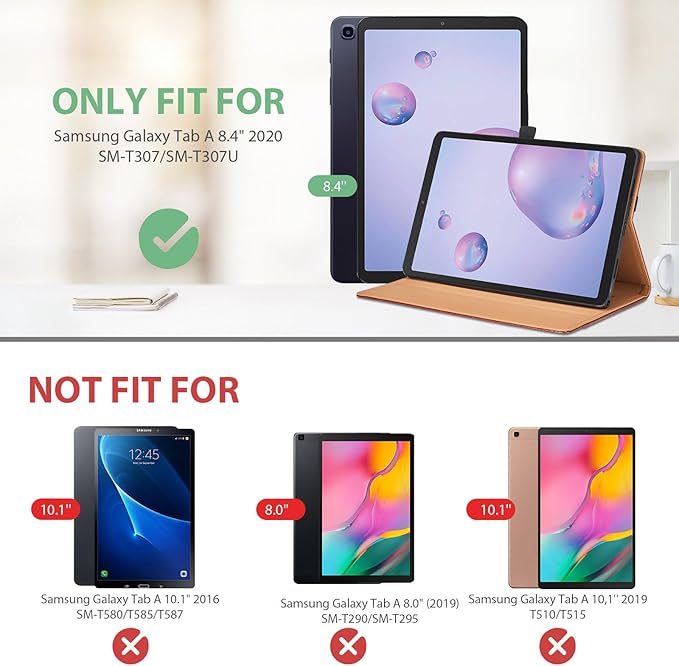 Case for Samsung Galaxy Tab A 8.4 2020 - SM-T307/SM-T307U Protective Case with Pocket, PU Leather Business Folio Tablet Cover with Hand Strap, Blue