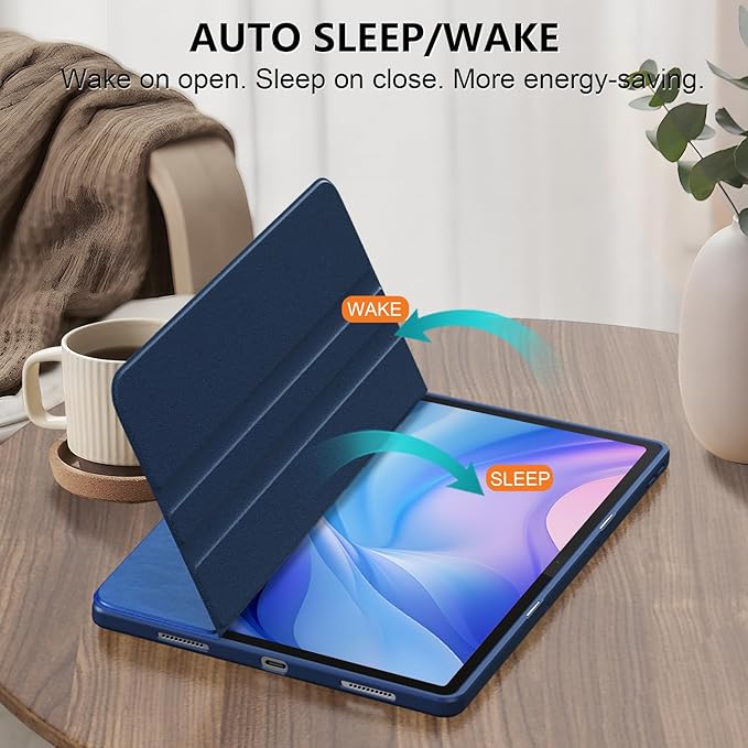 Case for Lenovo Tab P12 12.7 Inch 2023 Tablet,360° Rotating Transparent Back Shell Protective Case with Auto Wake/Sleep Function,Dark Blue
