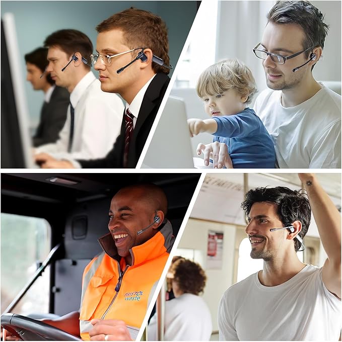 Pilot P200b Pro Wireless Headset with Mic for Work,50dB AI Noise Cancelling Microphone Headphones for Call,Bluetooth 5.3 Open Ear Headphones with USB-C for Mobile Office,Meetings,PC & Phone