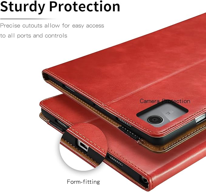 Case for Lenovo Tab M11 / Tab K11 LTE 11 Inch (TB330FU) 2024 Bussiness Premium PU Leather Protective Case Lightweight Flip Stand with Elastic Band & Card Holder for Lenovo Tab M11-Red