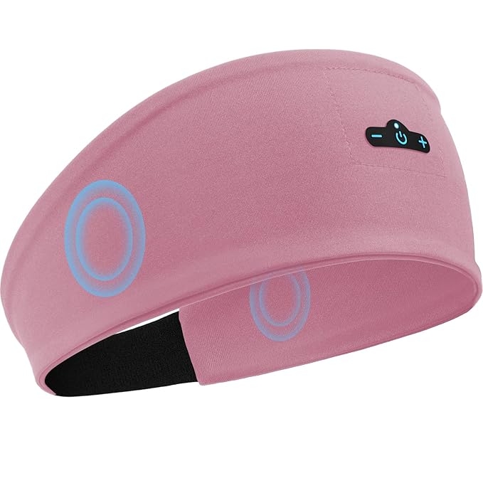 Sleep Headphones Bluetooth Headband for Side Sleeper, 14 Hours Playtime, Wireless Headband Headphones with HD Stereo Speakers for Workout,Running,Yoga, Ideal Gifts for Men, Women, Teens, Pink