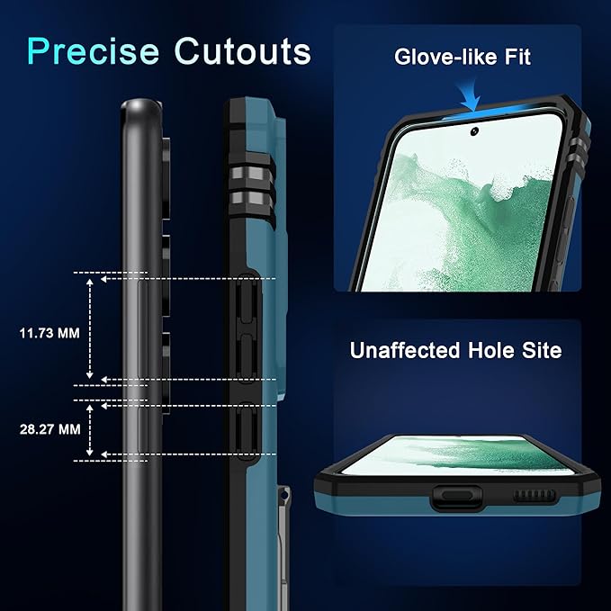 DEERLAMN Case for Samsung Galaxy S23 FE 6.4-Inch with Slide Camera Cover+Screen Protector(1 Pack),Rotated Ring Kickstand Military Grade Shockproof Protective Cover-Light Blue