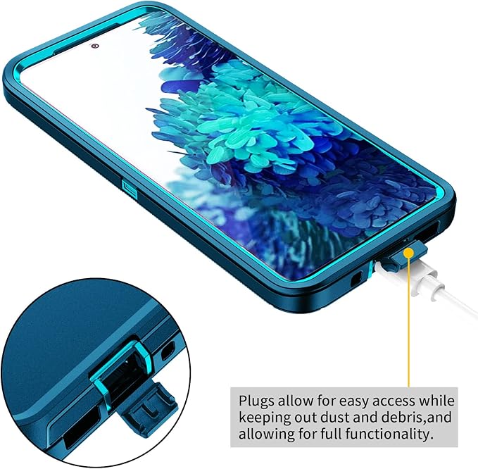 for Galaxy S20 FE 5g Case,Shockproof Dropproof Dustproof 3-Layer Full Body Protection Rugged Heavy Duty High Impact Hard Cover Case for Galaxy S20 FE 6.5 inch,Turquoise