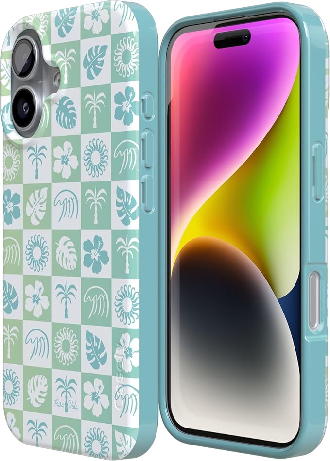 Casely iPhone 17 Case | Coastal Checkers | Pura Vida | Compatible with MagSafe | Classic Ultra Slim Design