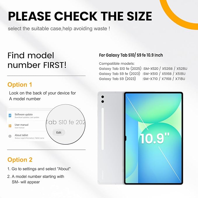 Timecity Case for Samsung Galaxy Tab S10 FE/ S9 FE 5G 10.9 Inch/ S9 11 Inch - Heavy Duty Protective Cover with Screen Protector, Rotating Stand, Shoulder Strap, S Pen Holder | Kids-Friendly, Dark Blue