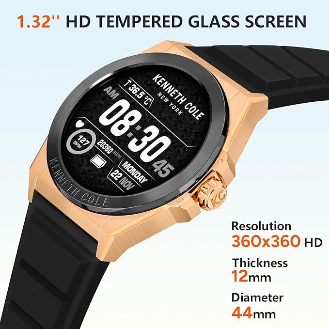 BRIBEJAT Smart Watch for Men, HD 1.32'' Stainless Steel Case Smartwatch, Waterproof Fitness Tracker Pedometer SpO2/Heart Rate/Sleep Monitor, Activity Tracker Compatible with iOS Android Phone