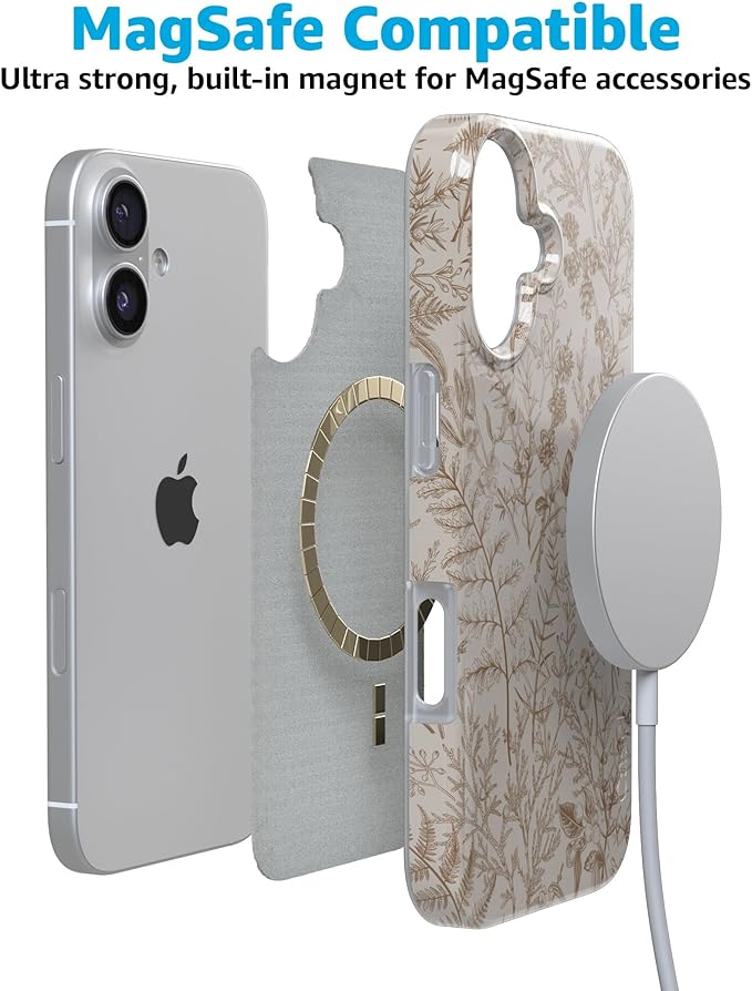 Casely iPhone 17 Case | Beige Garden | Neutral Floral | Compatible with MagSafe | Classic Ultra Slim Design