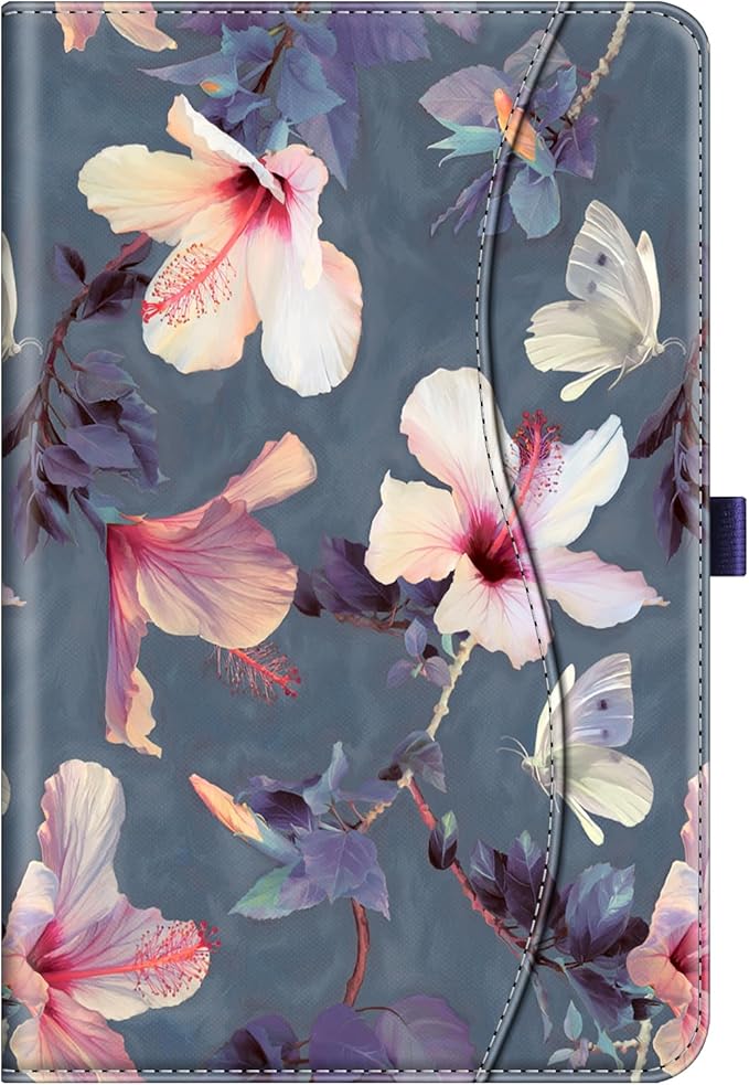 Fintie Case for Samsung Galaxy Tab S10 Lite/ S10 FE/ S9 FE 5G 10.9 Inch/Tab S9 11 Inch with S Pen Holder, Multi-Angle Viewing Protective Cover with Pocket, Auto Sleep/Wake, Blooming Hibiscus