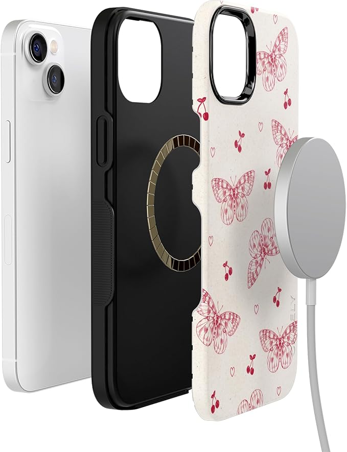 Casely iPhone 14 Case | Heart Flutters | Butterfly | Compatible with MagSafe | Bold Protective Design