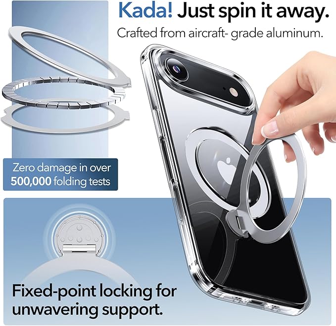 Anqrp 360° All-in-ONE Crystal Clear Case for iPhone 17 Air with Rotatable Magnetic Stand, Compatible with Mag-Safe, Anti-Yellowing Transparent MIL-Grade Shockproof Phone Case Cover for iPhone 17 Air