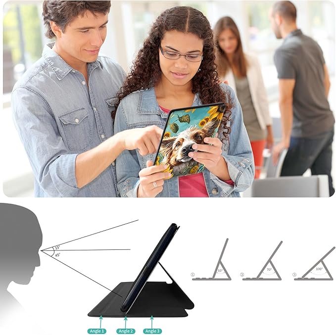 Case for Lenovo Tab P11 Plus Case 2021 (TB-J616F / J616X), 360 Degree Rotating Folding Stand,with Auto Sleep/Wake Case for Lenovo Tab P11 11” 2020 (TB-J606F TB-J606X),Dog Sunflower