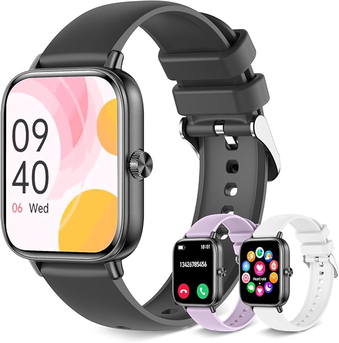 Smart Watch for Women with Bluetooth Call Answer/Dail,1.85" DIY Dial Fitness Watch with Heart Rate Sleep Monitor Step Counter 120+ Sports Modes Waterproof Women's Smart Watch for Android iOS (Black)