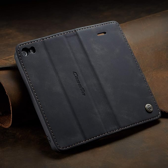 for iPhone 5 / iPhone 5S / iPhone SE (2016) Case, Flip Wallet Leather Case with Card Holder Magnetic Closure Shockproof Kickstand Protective Phone Cases Cover for iPhone 5S,Black