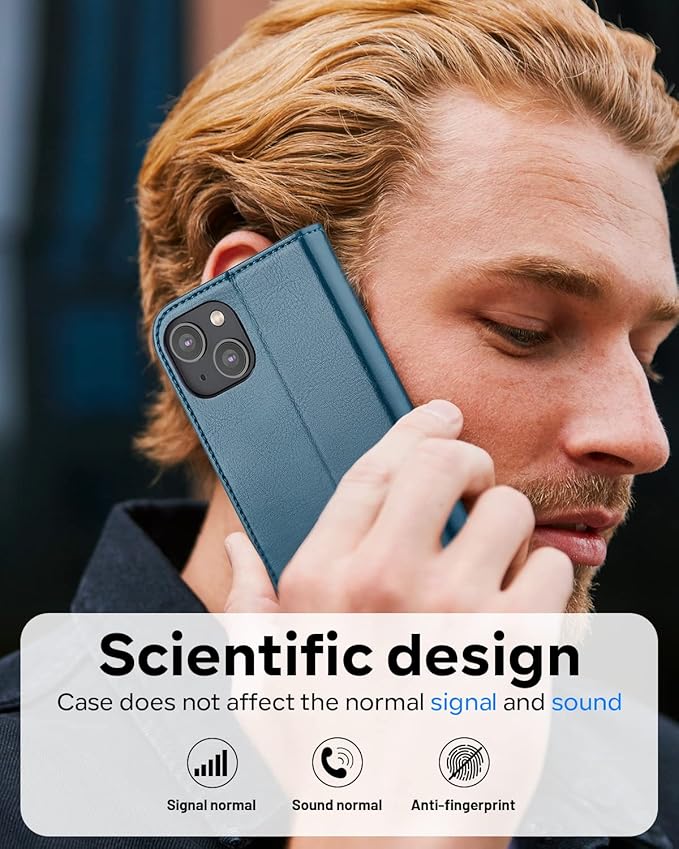 OCASE Compatible with iPhone 14 Wallet Case, PU Leather Flip Folio Case with Card Holders RFID Blocking Kickstand [Shockproof TPU Inner Shell] Phone Cover 6.1 Inch 2022 (Peacock Blue)