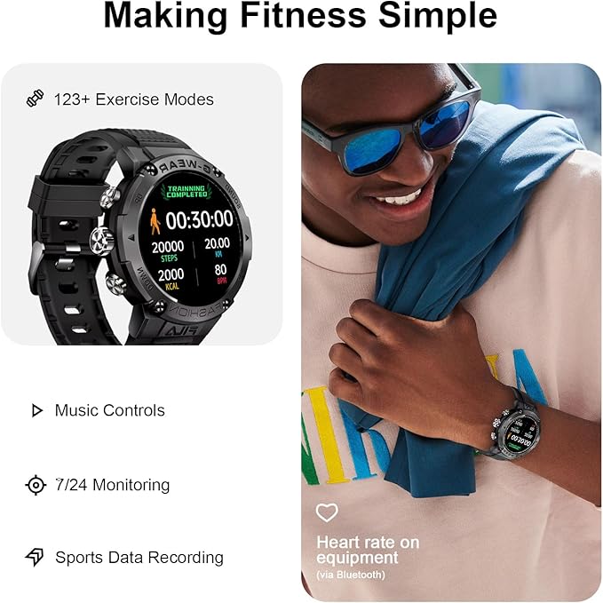 Fila Smart Watch (Answer/Make Calls), 1.32’’ IPS HD Full Touch Screen Smart Watches for Men Women with Sleep/Heart Rate Monitor, Fitness Watch, Activity Tracker with 100+ Sport Modes for Android iOS