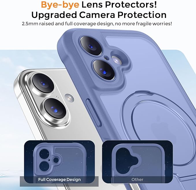 MOCCA Compatible with iPhone 17 Case with Magnetic Invisible Stand [Full Camera Protection] [Compatible with Magsafe] Military Drop Shockproof Translucent Matte Phone Case Cover 6.3",Lavender Grey