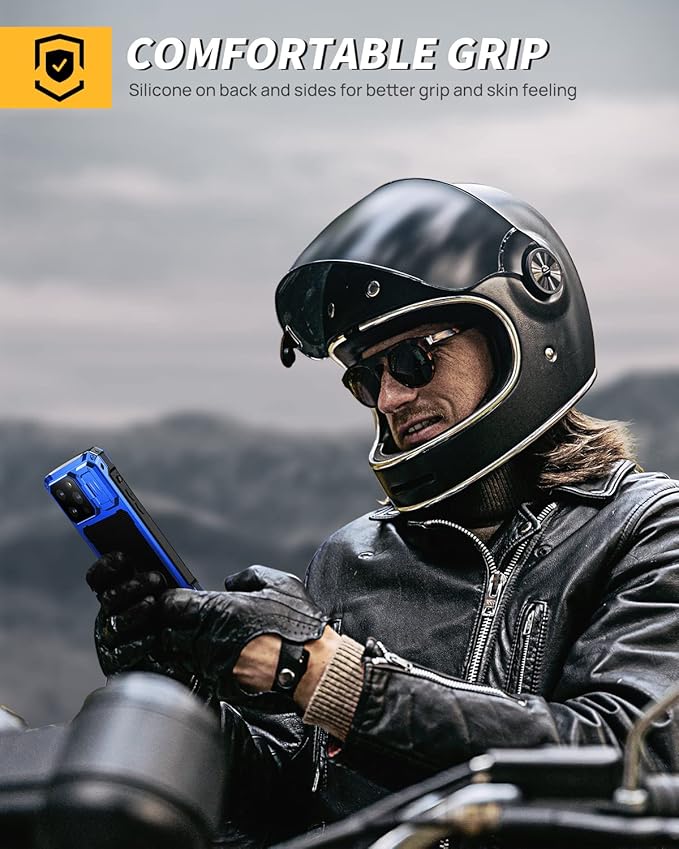 Lanhiem for iPhone 14 Pro Max Metal Case, [Built-in Camera Kickstand & Tempered Glass Screen Protector] Protective Rugged Heavy Duty Full Body Magsafe Military Cover for iPhone 14 Pro Max 6.7"(Blue)