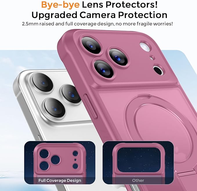MOCCA Compatible with iPhone 17 Pro Case with Magnetic Invisible Stand [Full Camera Protection] [Compatible with Magsafe] Military Drop Shockproof Translucent Matte Phone Case Cover,Lavender Purple