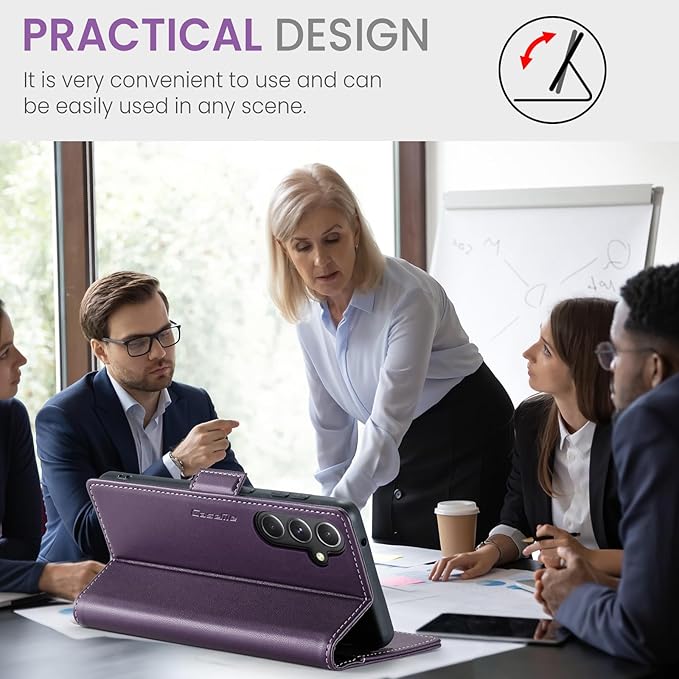 Case for Samsung Galaxy S23 FE Wallet Case, RFID Blocking PU Leather Flip Folio Cover Card Holder Kickstand Shockproof Phone Case Compatible with Samsung Galaxy S23 FE, Purple