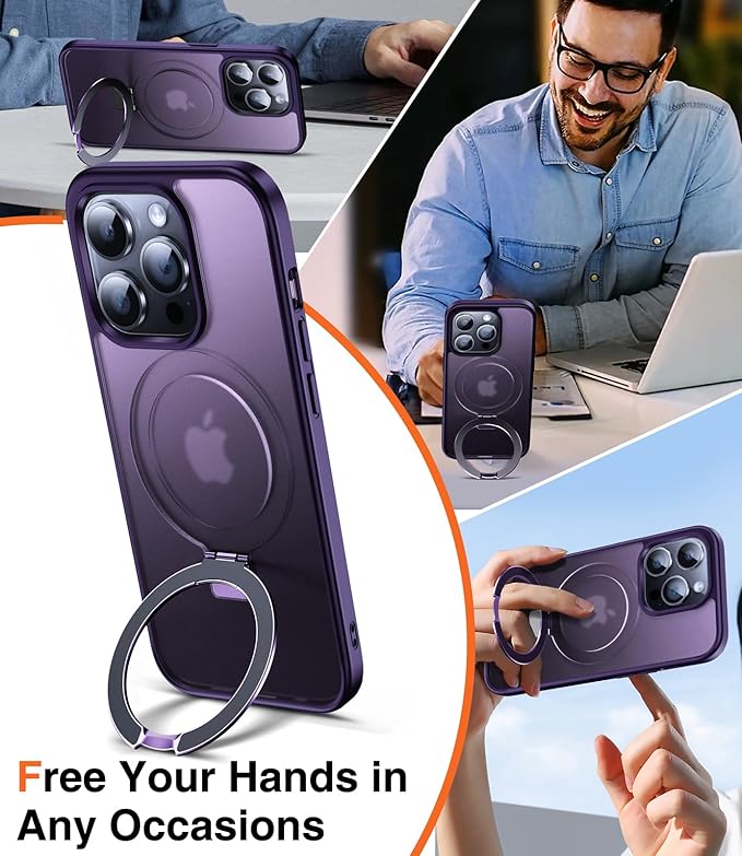 3-in-1 [Magnetic+Kickstand+Ring Holder] for iPhone 14 Pro Max Case Stand Ring Holder Compatible with MagSafe, Military Shockproof Protective iPhone 14 Pro Max Phone Case Kickstand Cover