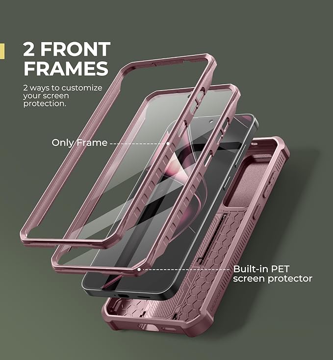 Dexnor for Samsung Galaxy S25 Plus Case with Built-in Slide Camera Cover & Screen Protector & Kickstand,Heavy-Duty Shockproof Rugged Case Full-Body Bumper Cover for Galaxy S25 Plus(2025),Peony Pink