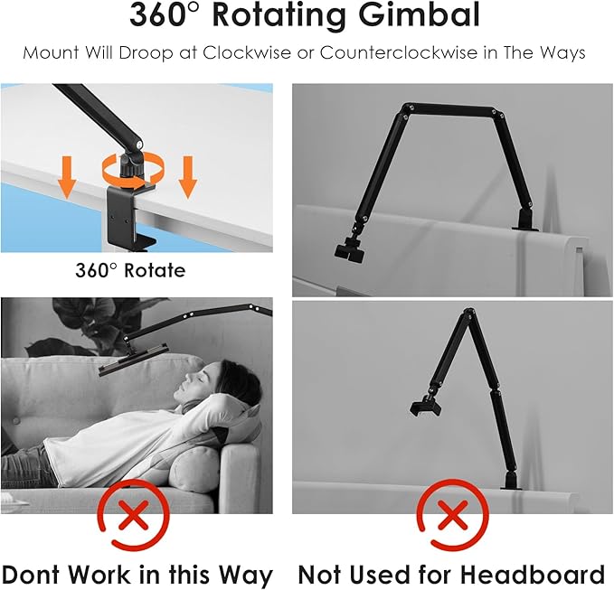 Tablet Stand Holder for ipad,Kindle,Portable Monitor Stand Holder 15.6'' Max,Foldable Tablet Mount Arm for ipad with 360°Rotate Base,Fits for Cell Phone,Kindle,Tabs 12.9'' Max(Not Over 2.65lb)