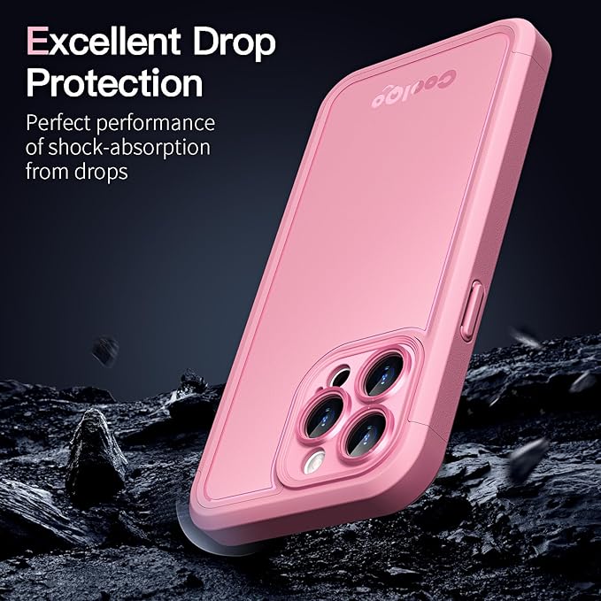 COOLQO Magnetic for iPhone 12 Pro Max Case, Compatible with MagSafe, Dual Layer Design Military Grade Protection, Translucent Matte Scratch-Resistant Back Protective Shockproof Phone Case, Pink