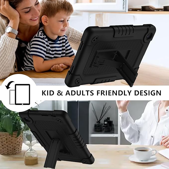 for TCL Tab 8 LE Tablet Case,Shoulder Strap Soft Silicone&Hard Back Shockproof Kids Friendly Case for TCL Tab 8 LE/TCL Tab 8 WiFi/TCL TAB 8V/TCL Tab 8 SE/TCL Tab 8 Plus 8 Inch(Black/Black)