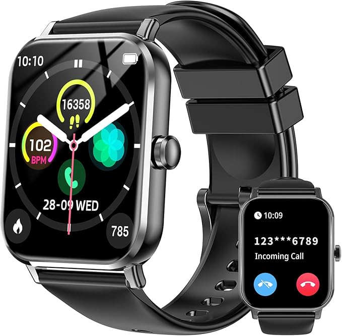 Smart Watch for Men Women with Calling, 1.83" Fitness Tracker with Heart Rate/Sleep Monitor, Step Tracker, New Gen Fitness Watch with 120 Sports Modes, IP68 Waterproof Smartwatch for Android/iOS Black