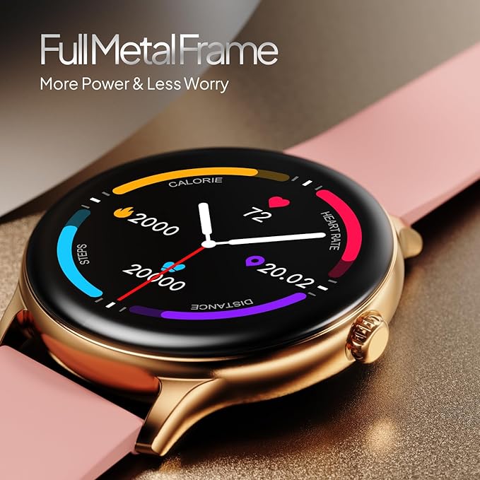Fire-Boltt Phoenix Pro 35.3mm (1.39 inch) Bluetooth Calling Smart Watch, AI Voice Assistant, Metal Body with 120+ Sports Modes, SpO2, Heart Rate Monitoring. (Gold Pink)