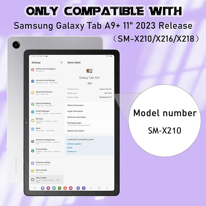 Case Compatible with Samsung Galaxy Tab A9+ / A9 Plus 11 inch 2023 - Heavy Duty Rugged Shockproof Protective Cover with Kickstand - for Samsung Tab A9+ Tablet (SM-X210/X216/X218), Purple+Green