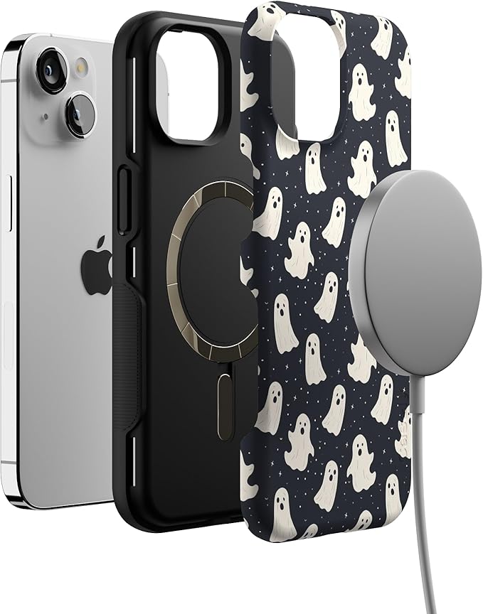 Casely iPhone 14 Case | All Boos No Bite | Friendly Ghost | Compatible with MagSafe | Bold Protective Design