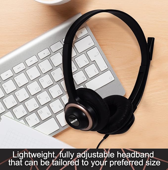 Bulk Headsets With Microphone (10 Pack) - Noise Canceling Computer Headset For Office, Meetings, Chat- Comfortable Over-Ear PC Headphones With Rotating Mic- 3.5 Jack For Universal Connectivity