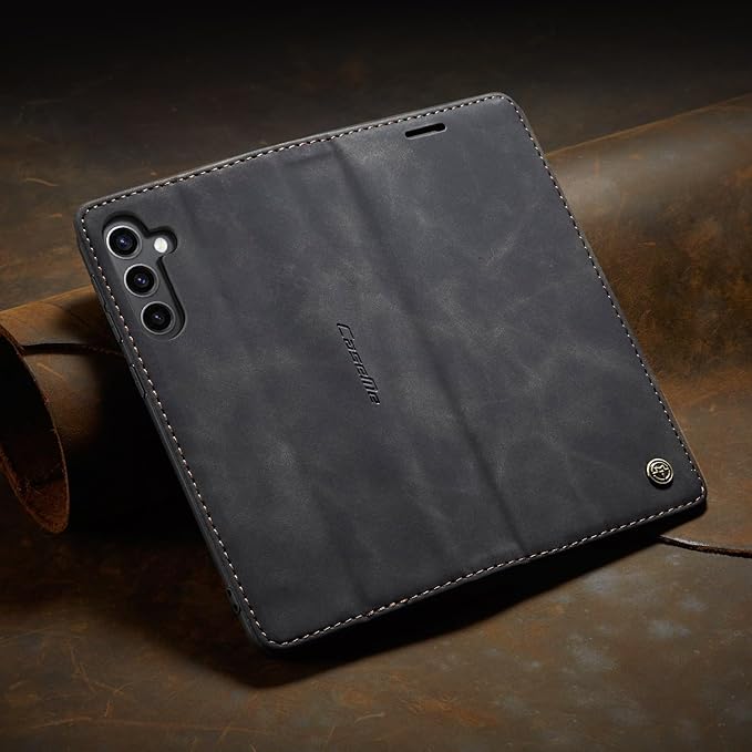 for Samsung Galaxy S24 Case, Flip Wallet Leather Case with Card Holder Magnetic Closure Shockproof Kickstand Protective Phone Cases Cover for Galaxy S24 5G 6.2 Inch,Black