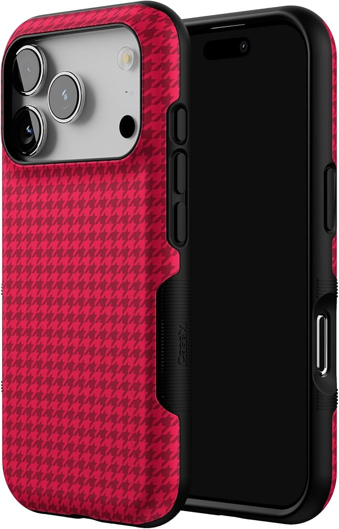 Casely iPhone 17 Pro Case | Best Dressed | Red Houndstooth | Bold Protective Design | Compatible with MagSafe