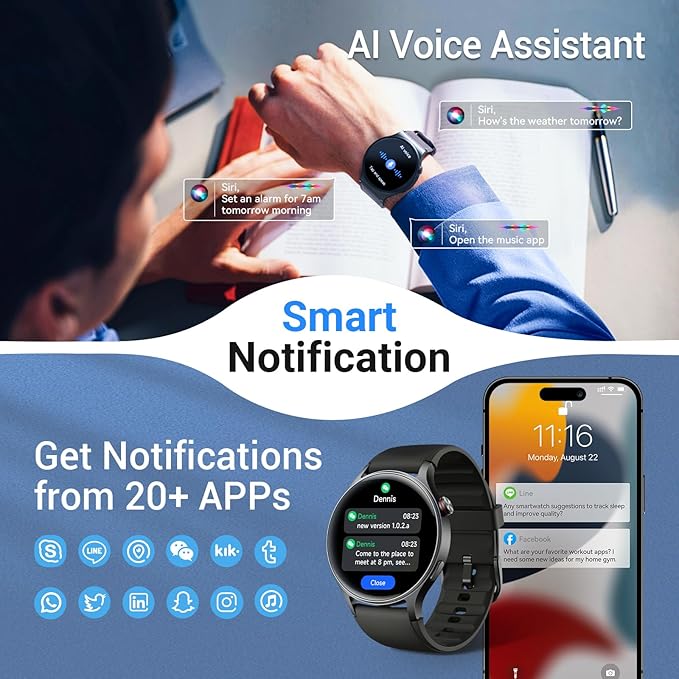 Fitpolo Smart Watch for Men Women,1.3" AMOLED Touchscreen Fitness Tracker, Make/Answer Calls, Heart Rate SpO2 Monitor, IP68 Waterproof, Sleep & Activity Tracking Smartwatch for Android Phones iPhone